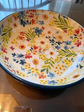 Floral serving bowl multicolored  like new condition 10 1/2” x 2 3/4